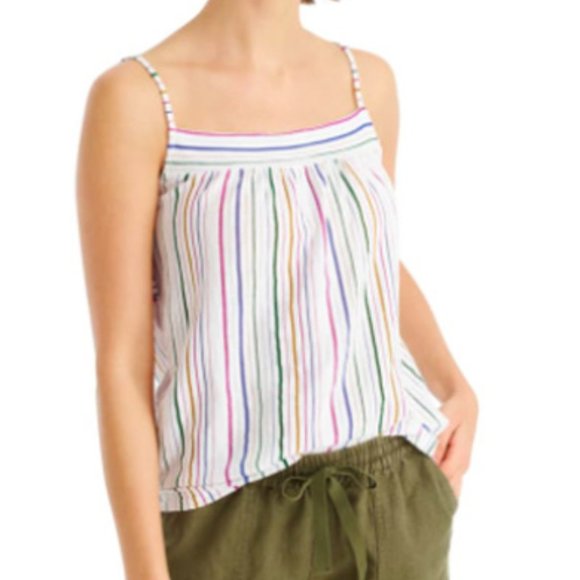 J. Crew Tops - J crew metallic stripe rainbow top smocked back